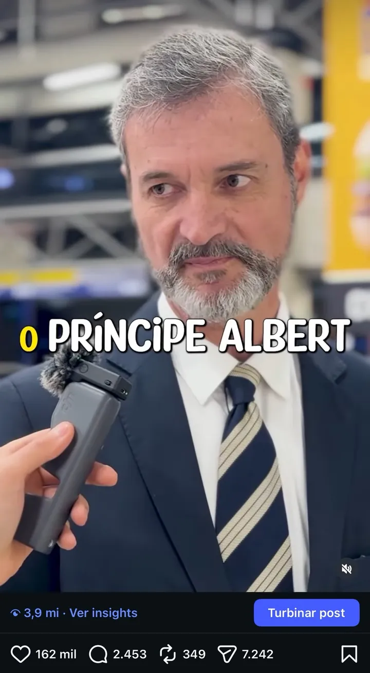 Print do Reels sobre o príncipe Albert com 3,9 milhões de visualizações